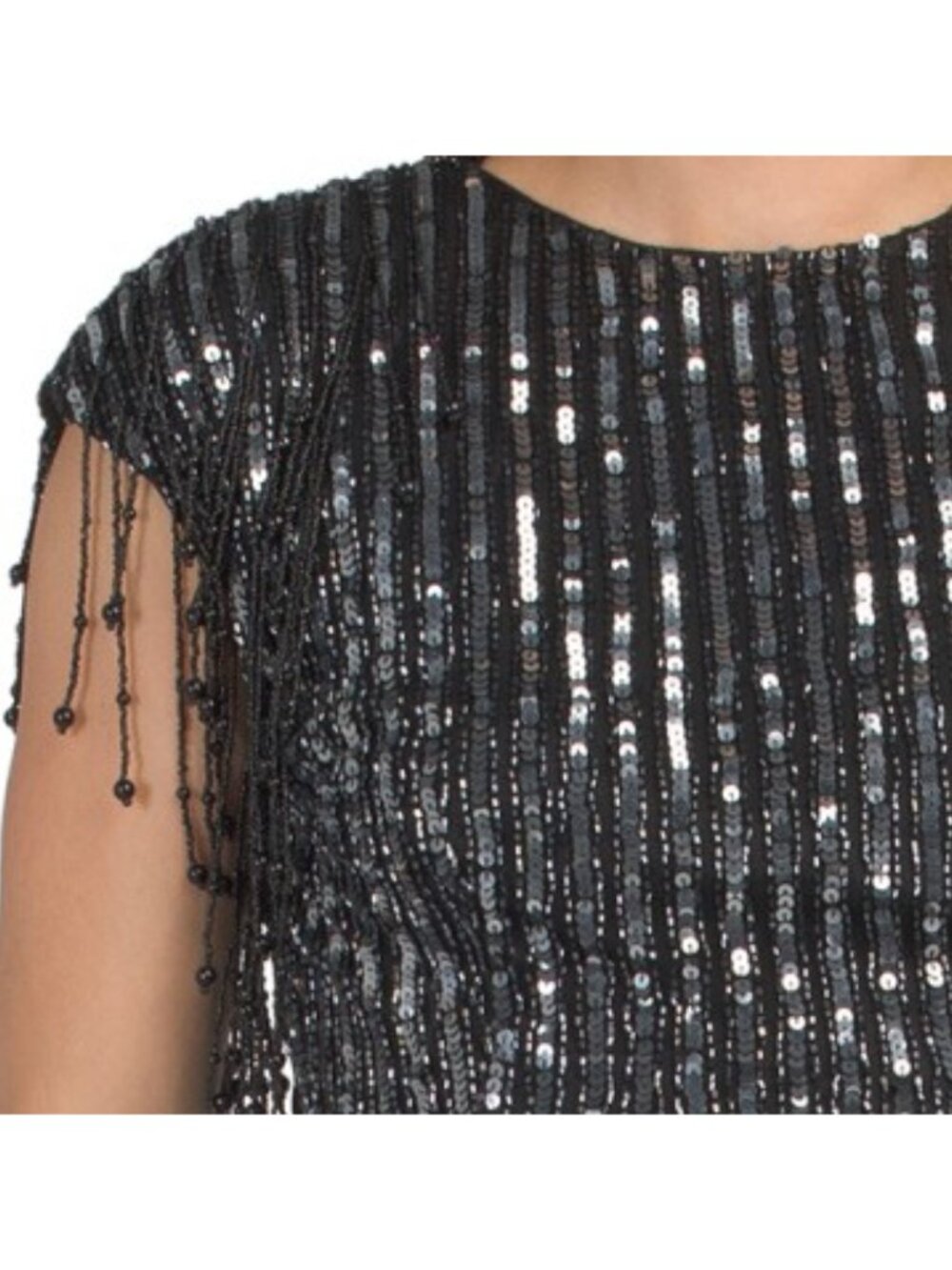 MAC DUGGAL Short Sleeve Beaded Sequin Gown - Picture 3 of 5